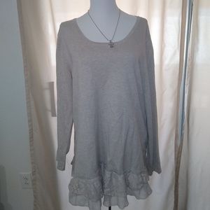 Style & Co Oatmeal Long Sleeve Lace Trim Sweater